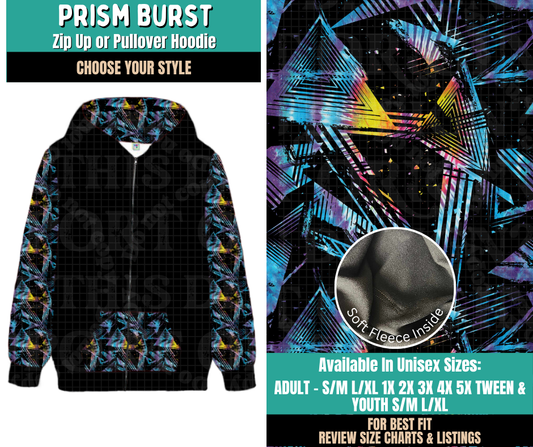 Preorder! Closes 11/12. ETA Feb. Prism Burst Zip-Up or Pullover Hoodie