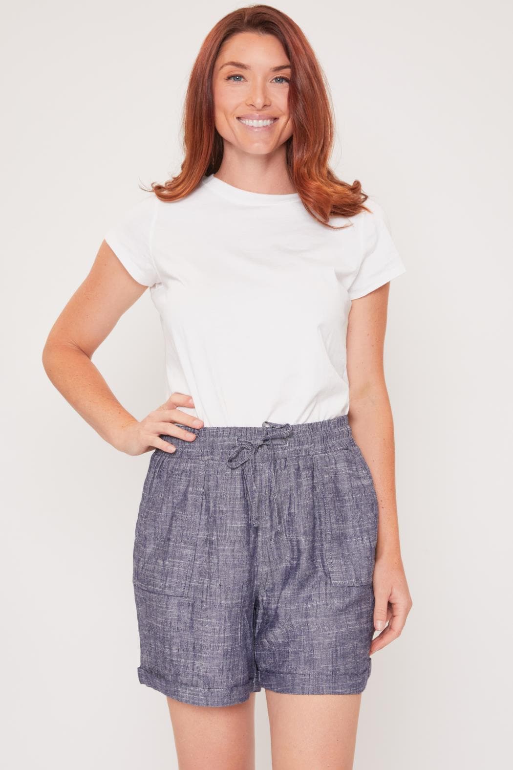 Women's Linen Lounge Shorts with Elastic Waistband