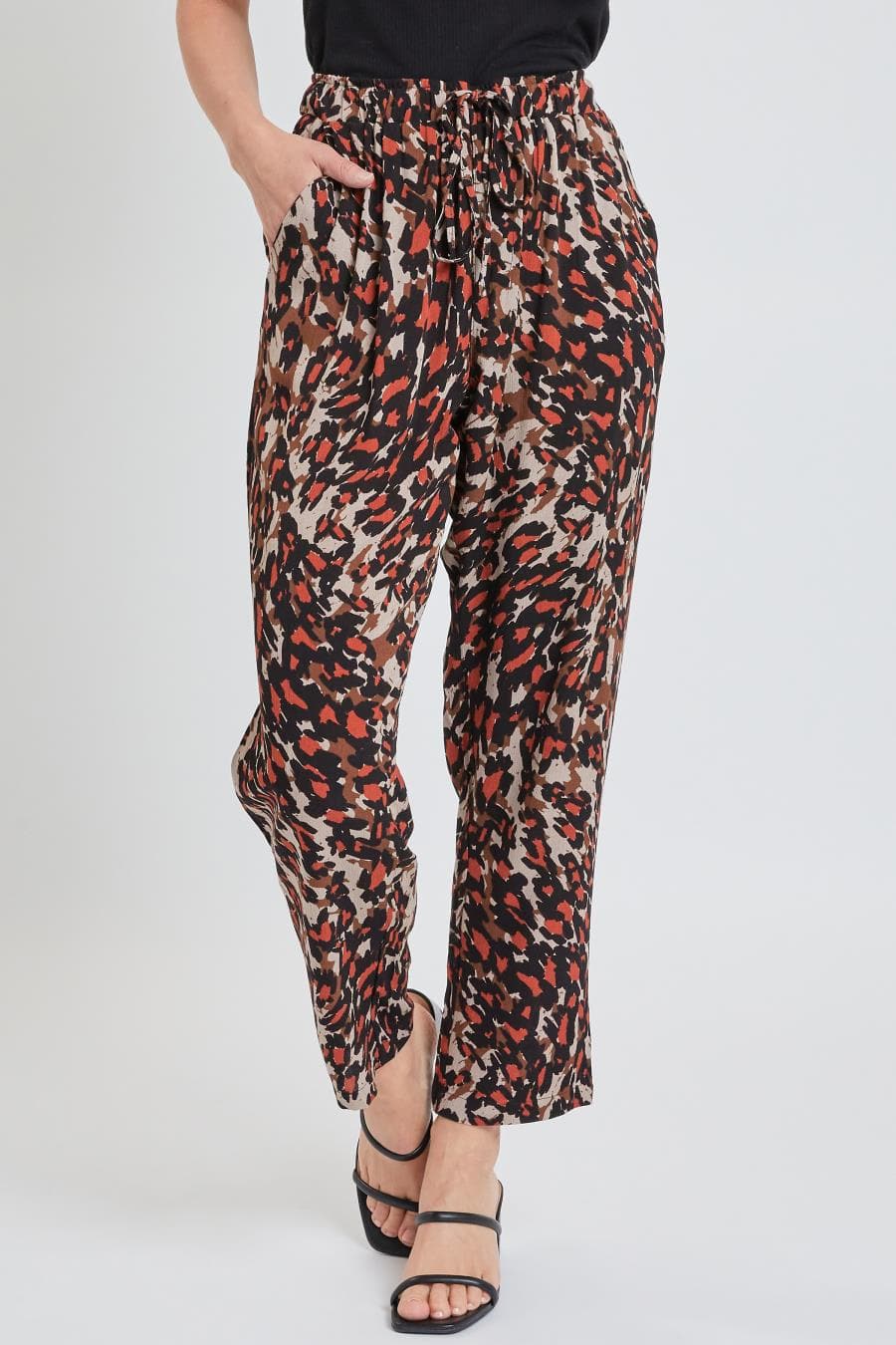 Women's Straight Tapered High Rise Drawstring Waistband Pants Lifestyle Collection