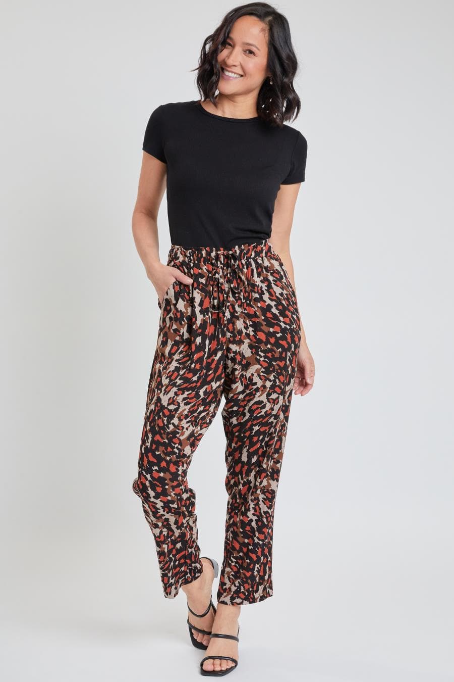 Women's Straight Tapered High Rise Drawstring Waistband Pants Lifestyle Collection