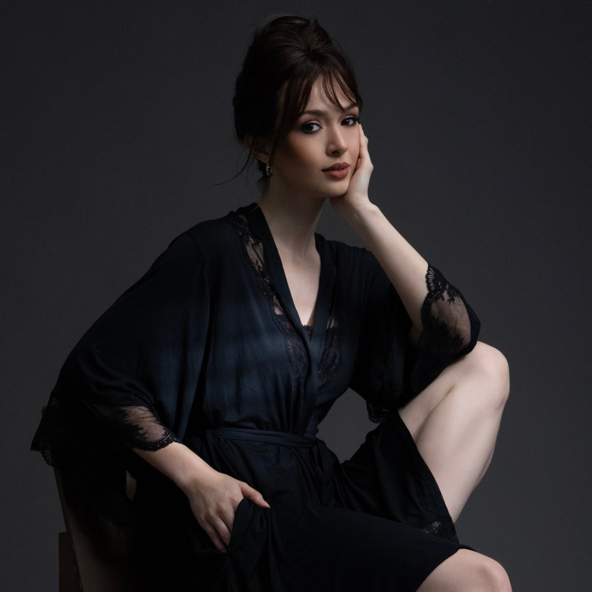 Nest LENZING TENCEL™ Modal & Lace Trim Short Robe