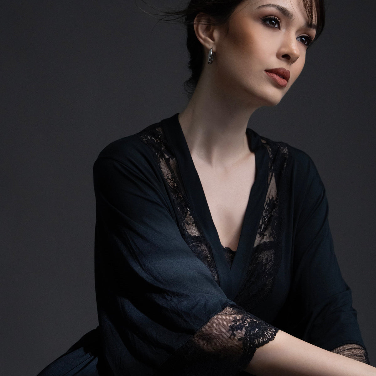 Nest LENZING TENCEL™ Modal & Lace Trim Short Robe