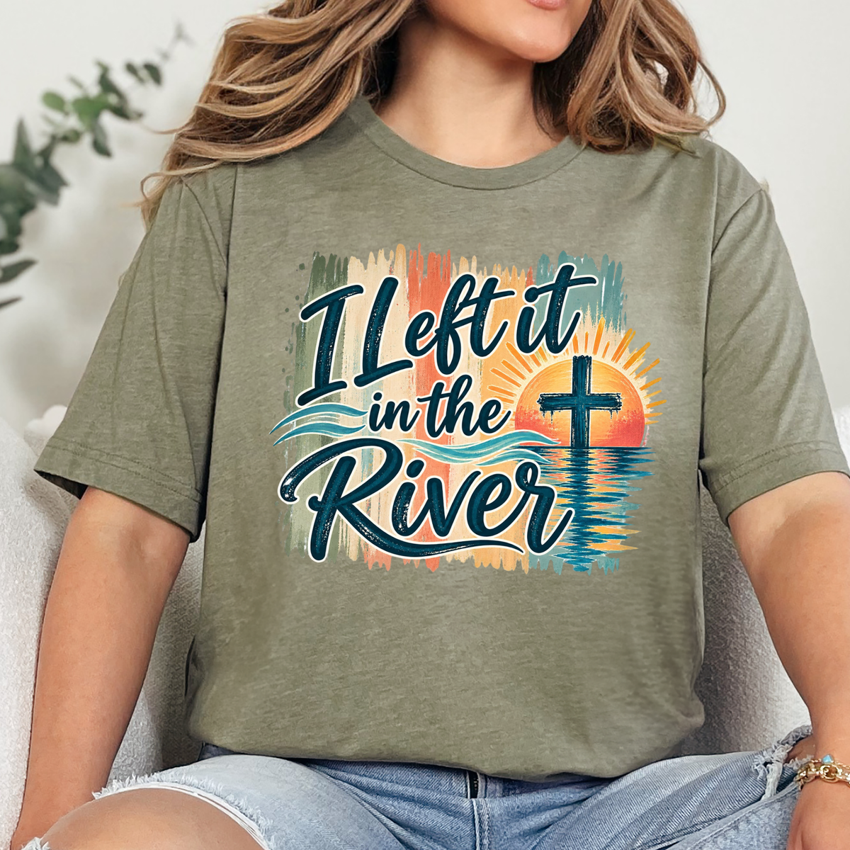 Left It In the River - Neutral Color Graphic Tee