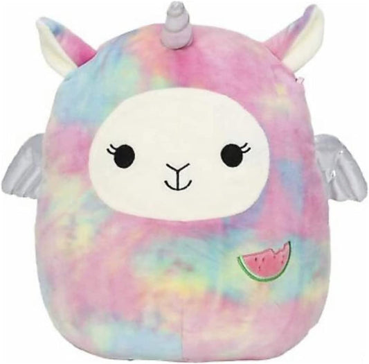 Squishmallows Lucy-May the Tie-Dye Llama Pegacorn with Watermelon Slice On Belly 12" Summer Squad Stuffed Plush