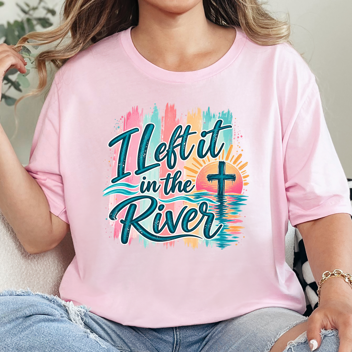 Left It In the River - Pastel Color Graphic Tee