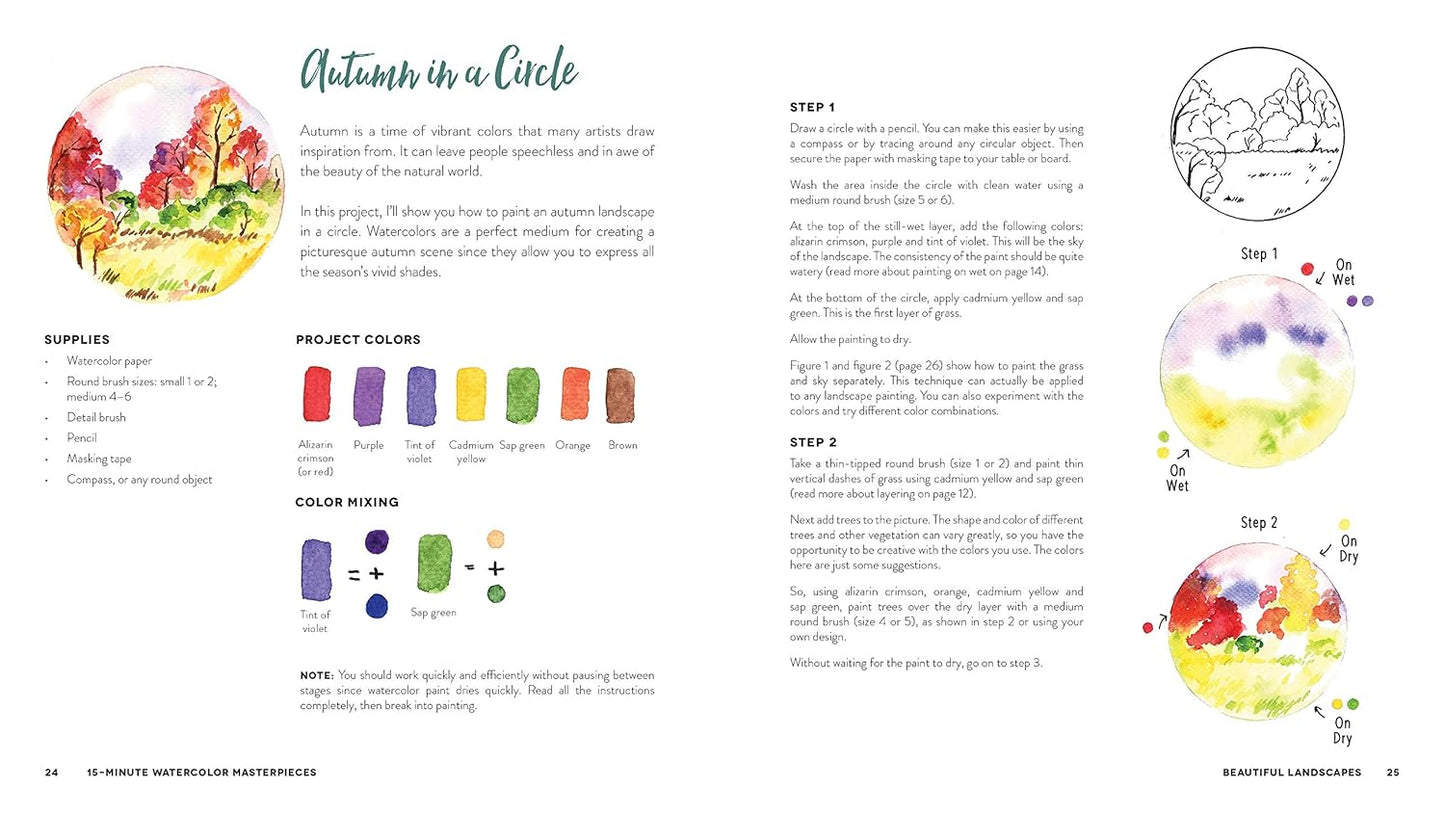 15-Minute Watercolor Masterpieces: Create Frame-Worthy Art in Just a Few Simple Steps (Spiral Bound)