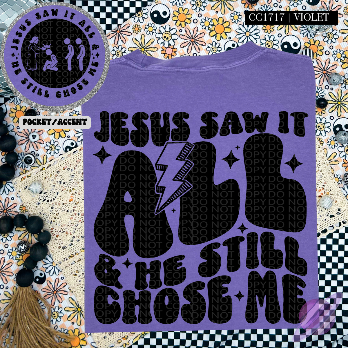JESUS SAW IT ALL- POCKET PRINT DOUBLE SIDED TEE