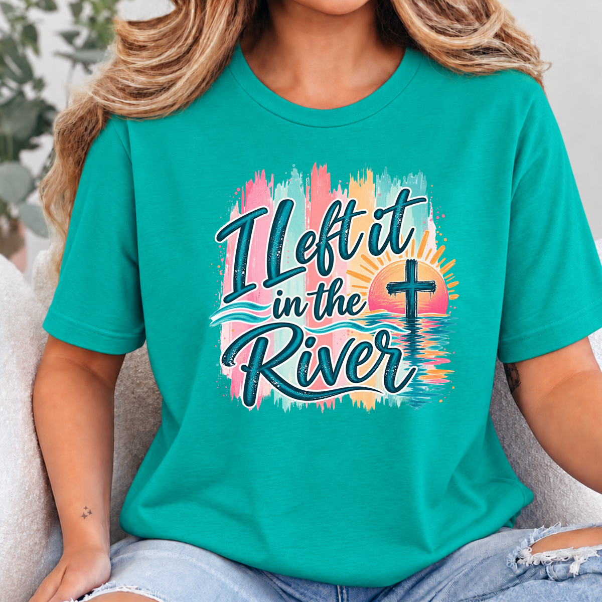 Left It In the River - Pastel Color Graphic Tee