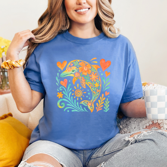 Dolphin Floral Graphic Tee