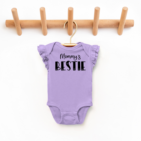 Mommy's Bestie Toddler And Infant Flutter Sleeve Graphic Tee