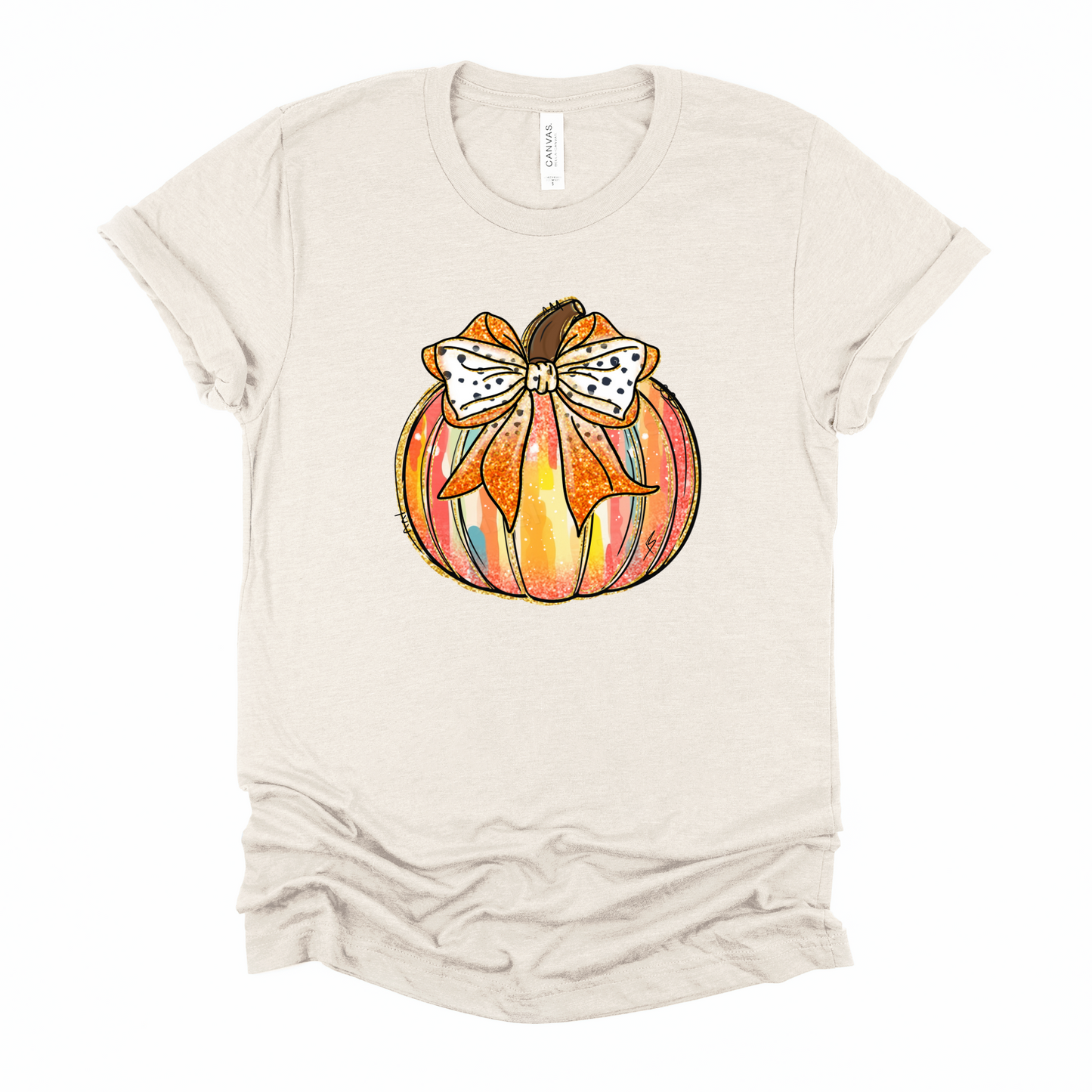 Colorful Pumpkin Bow Graphic Tee