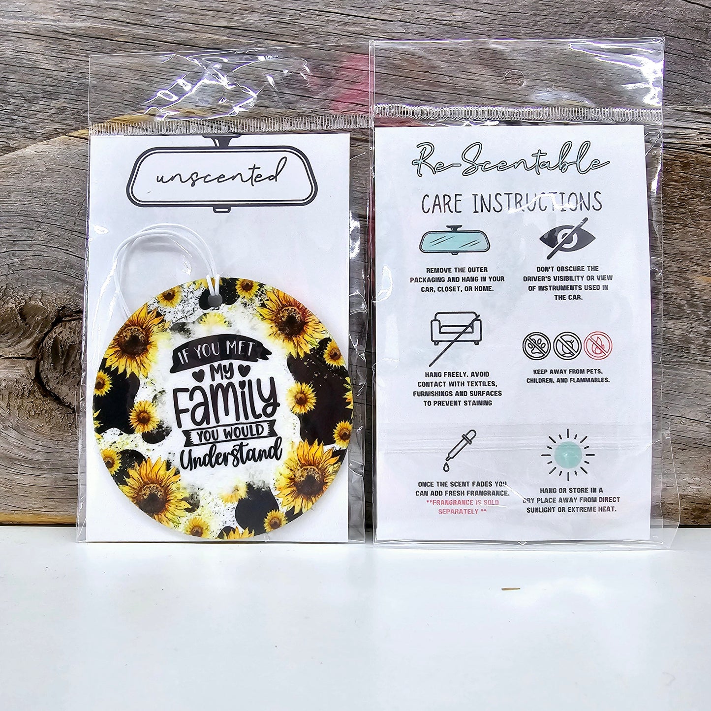 Sunflower If You Met My Family Re-Scentable Car Freshener