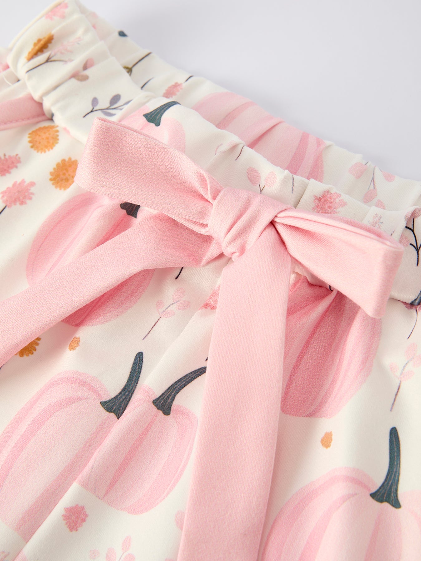 Thanksgiving Pink Pumpkin Floral Print Pajama Set