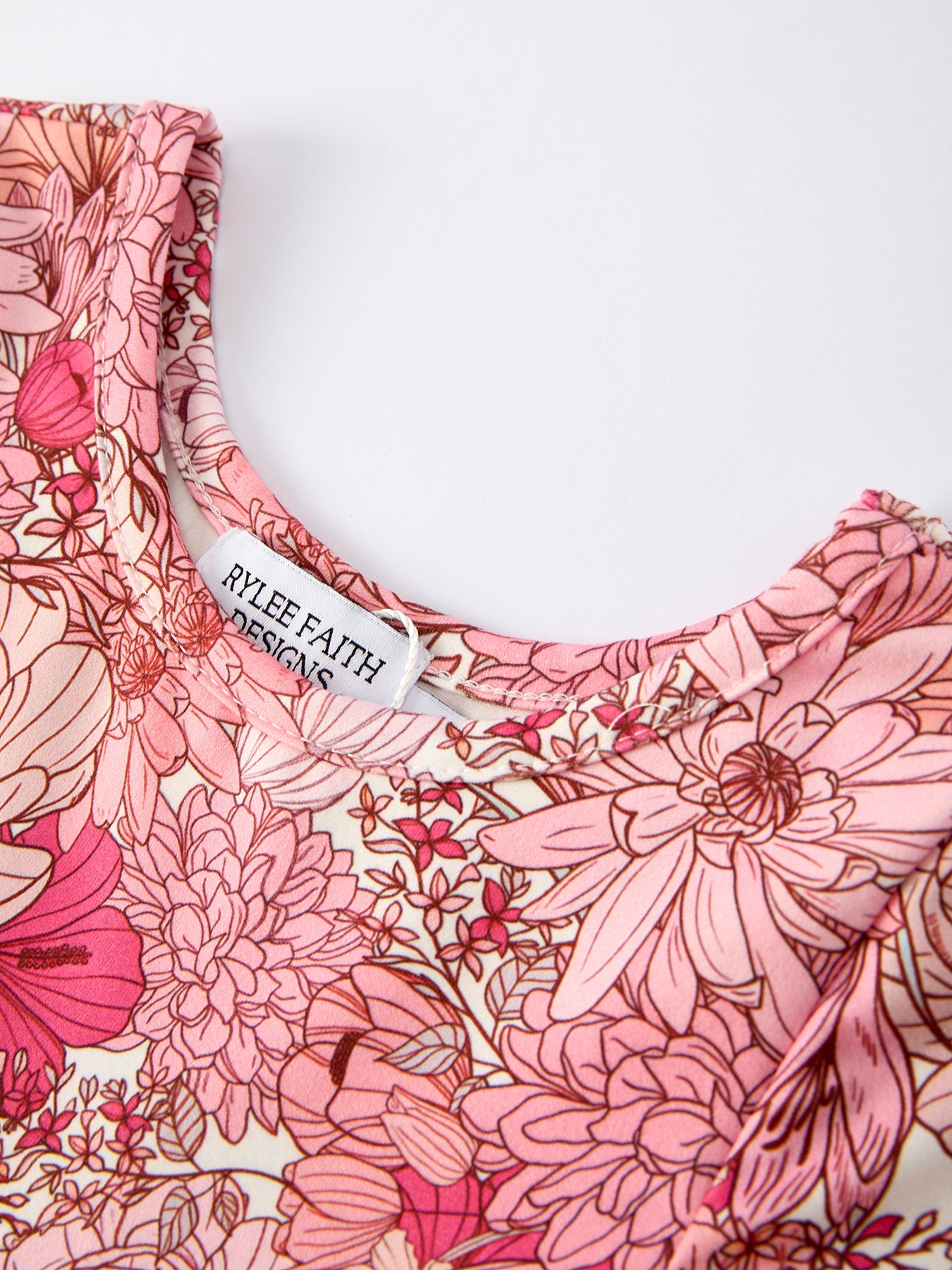 Fall Sweet Floral Pattern Dress with Pockets and Ruffle Hem for Girls