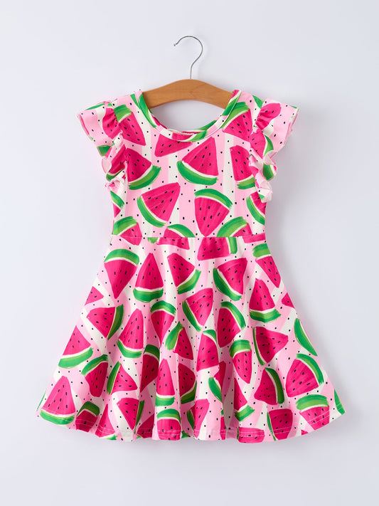 Summer Watermelon Pattern Girls Dress
