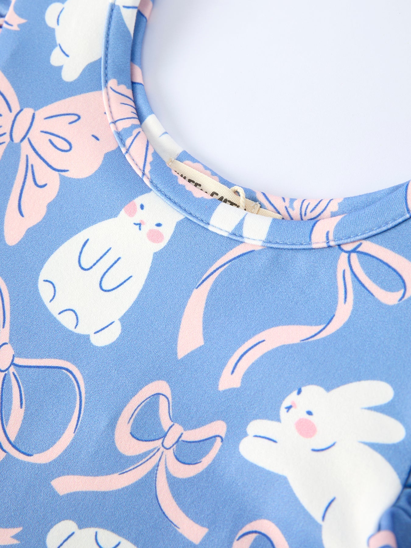 Easter Bunny Bow Pastel Girls Ruffle Hem Dress