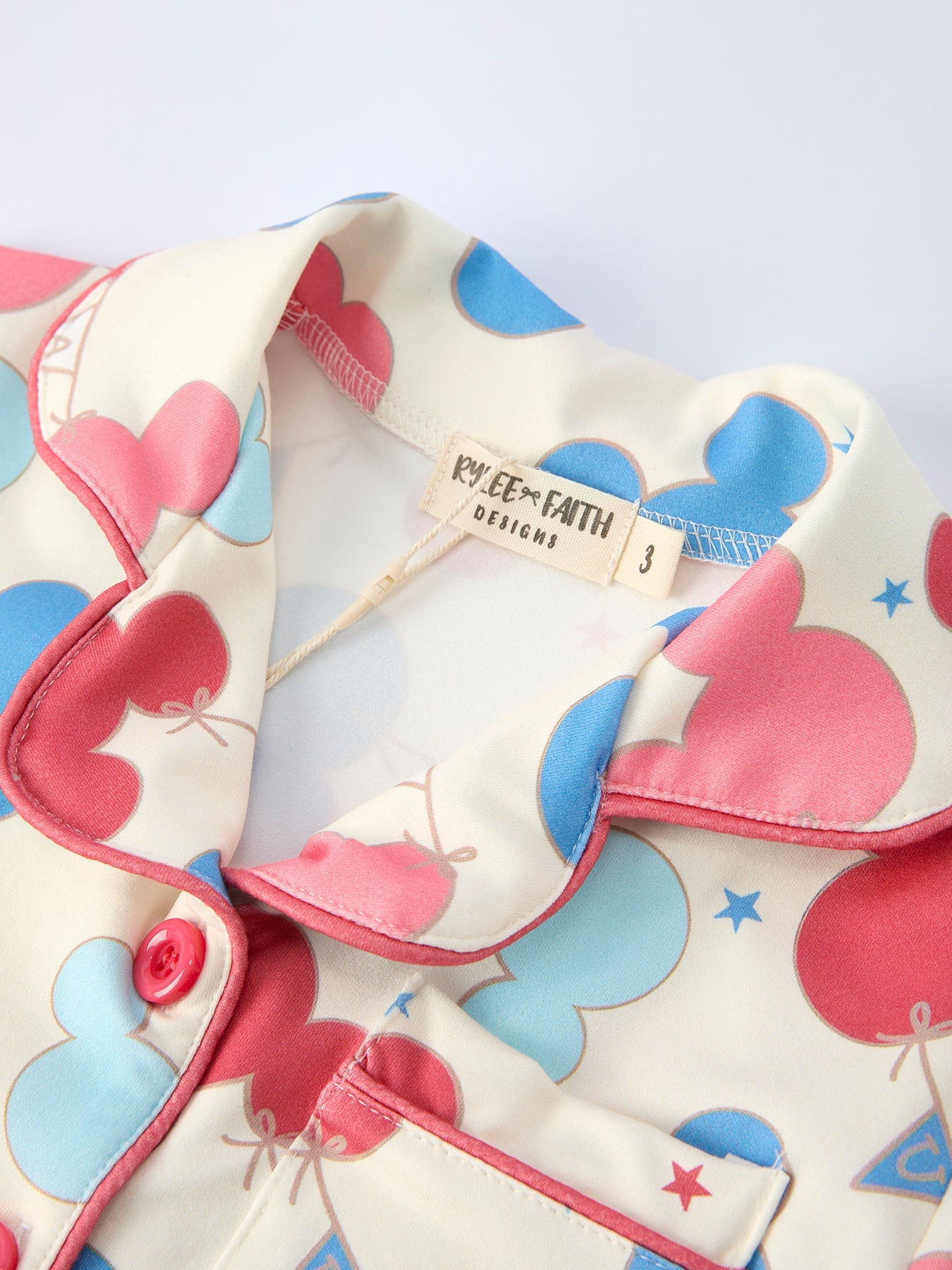 4th Of July Red Blue Print Girls Pajamas Set