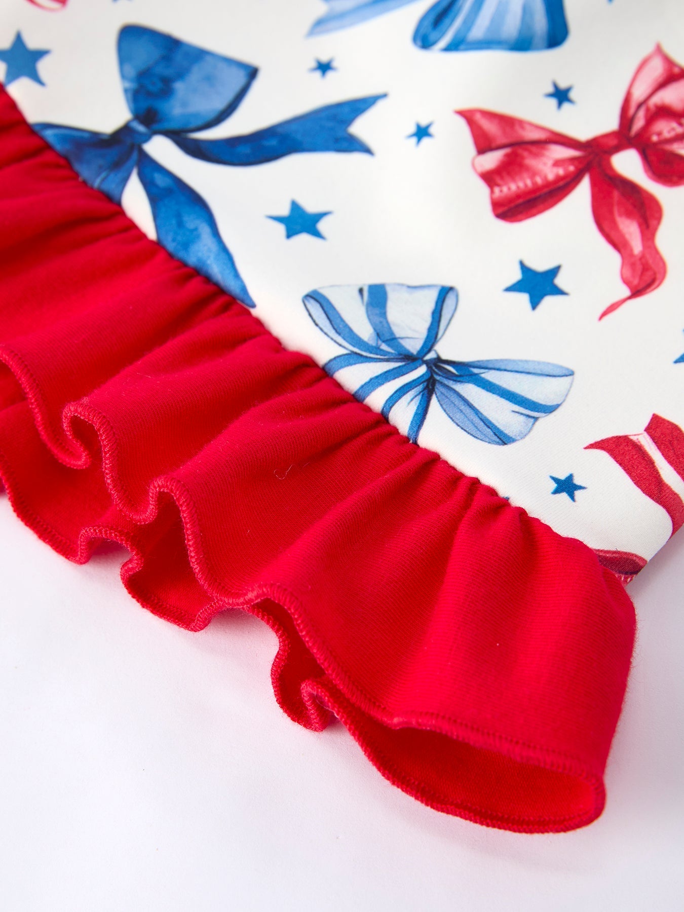 4th Of July Bow Star Girls Pajamas Set
