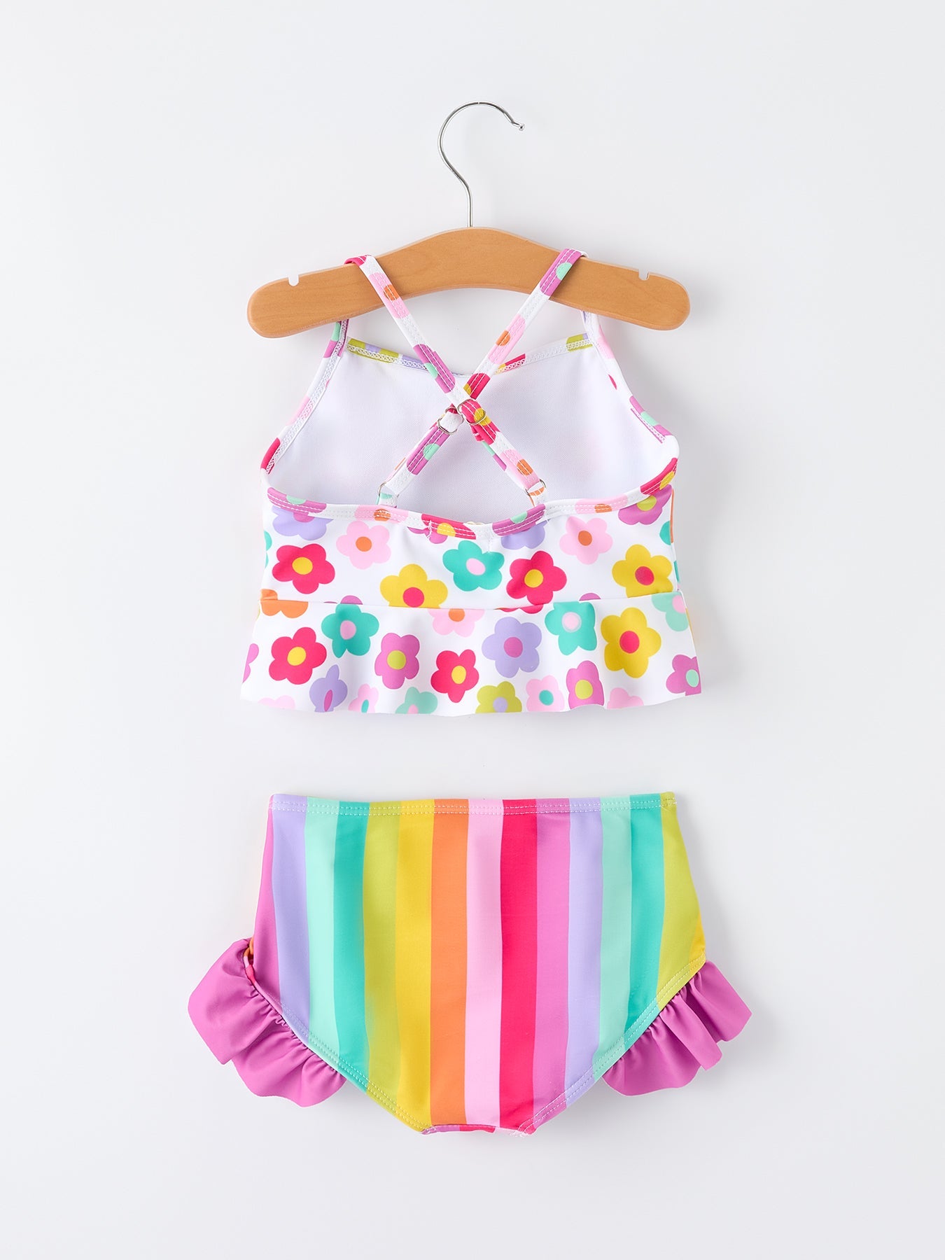 Summer Floral Rainbow Girls Two Piece Swimsuit