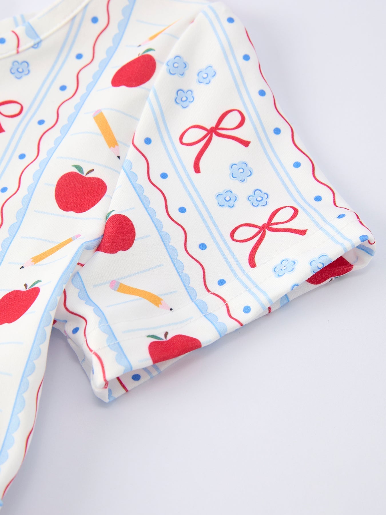 Back to School Apple Bow Stripe Girls Dress