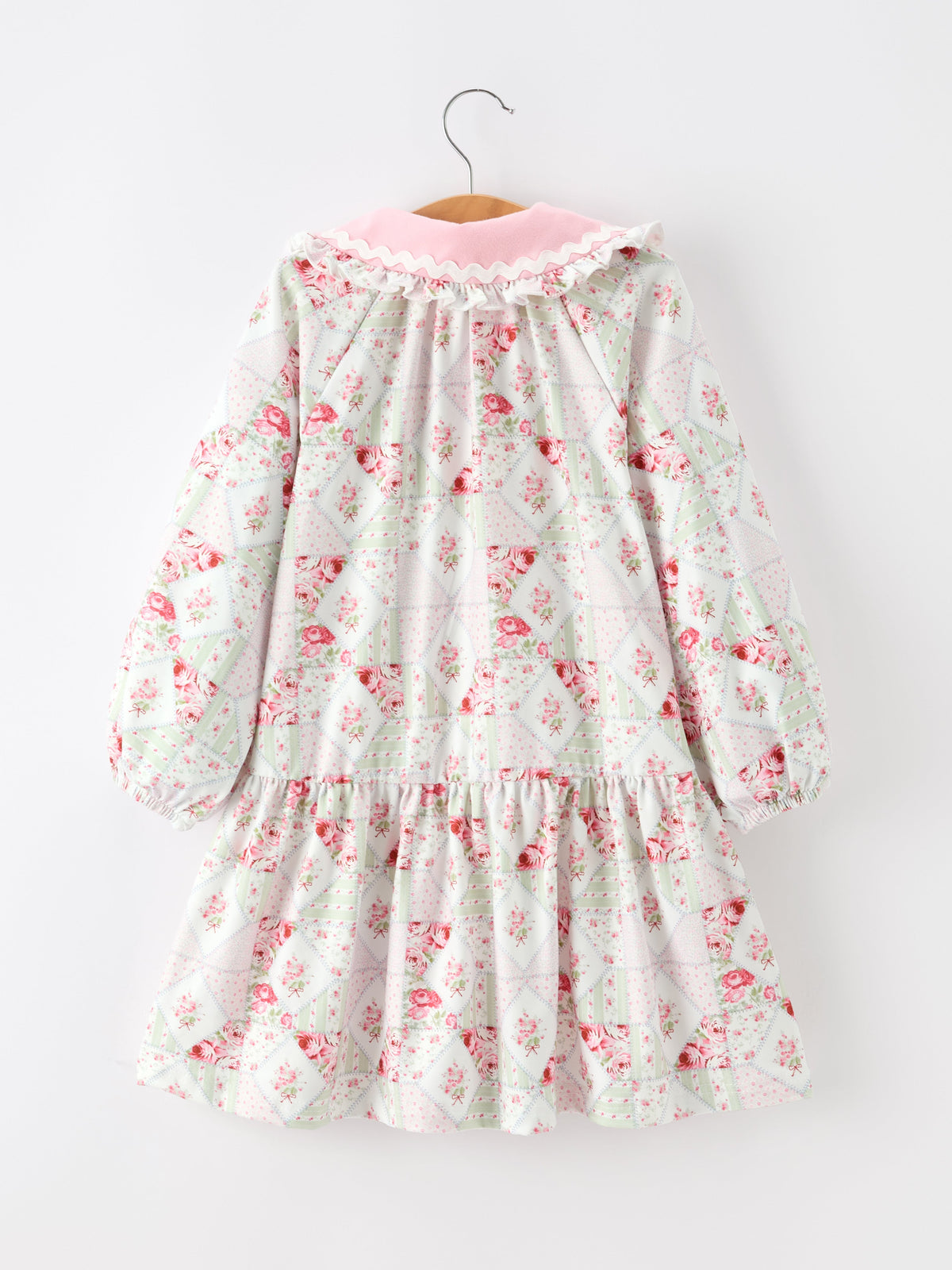 Fall Girls Floral Peter Pan Collar Ruffle Long-sleeved Dress