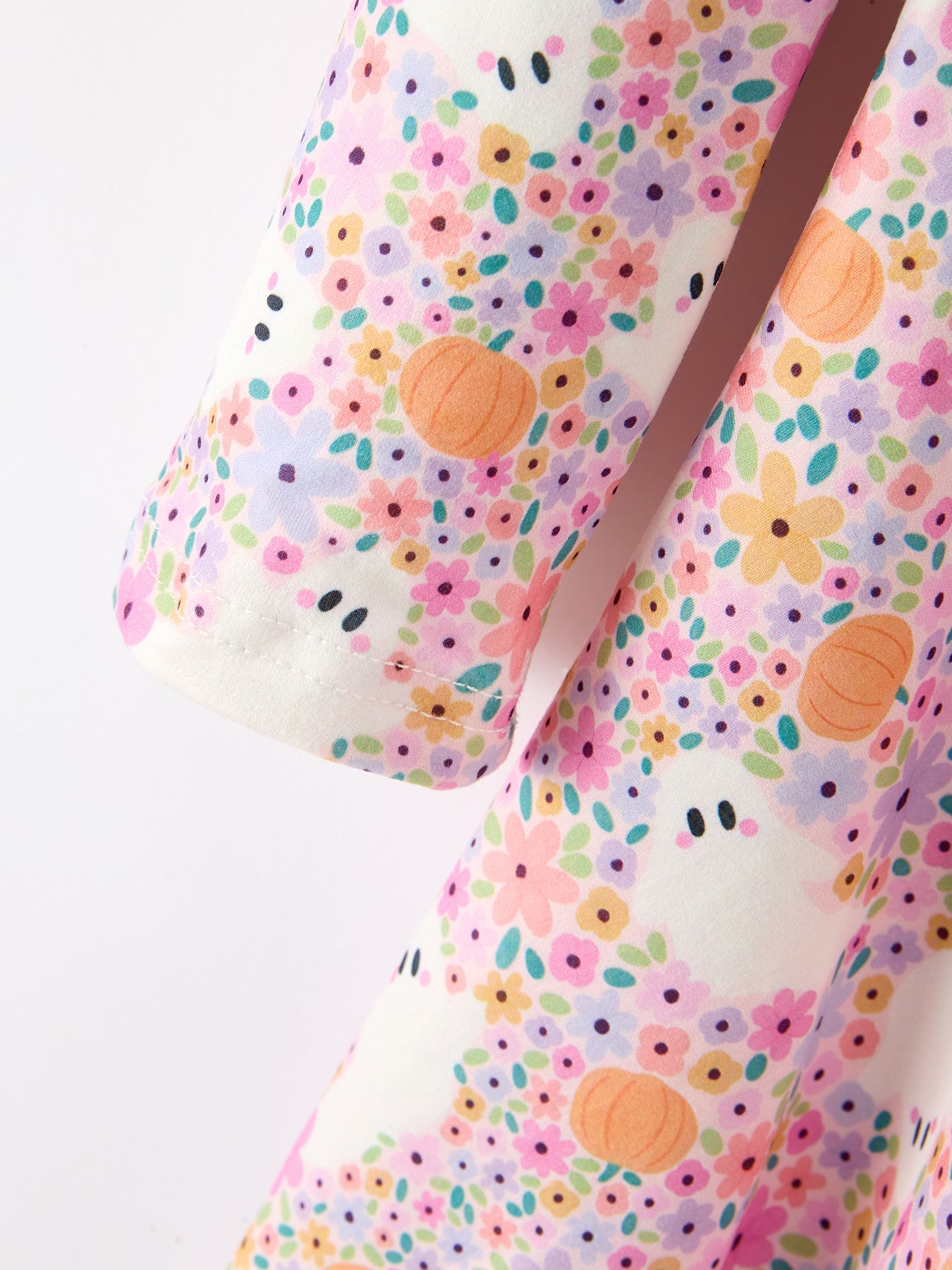 Halloween Ghost Print Girls Twirl Dress Long Sleeve
