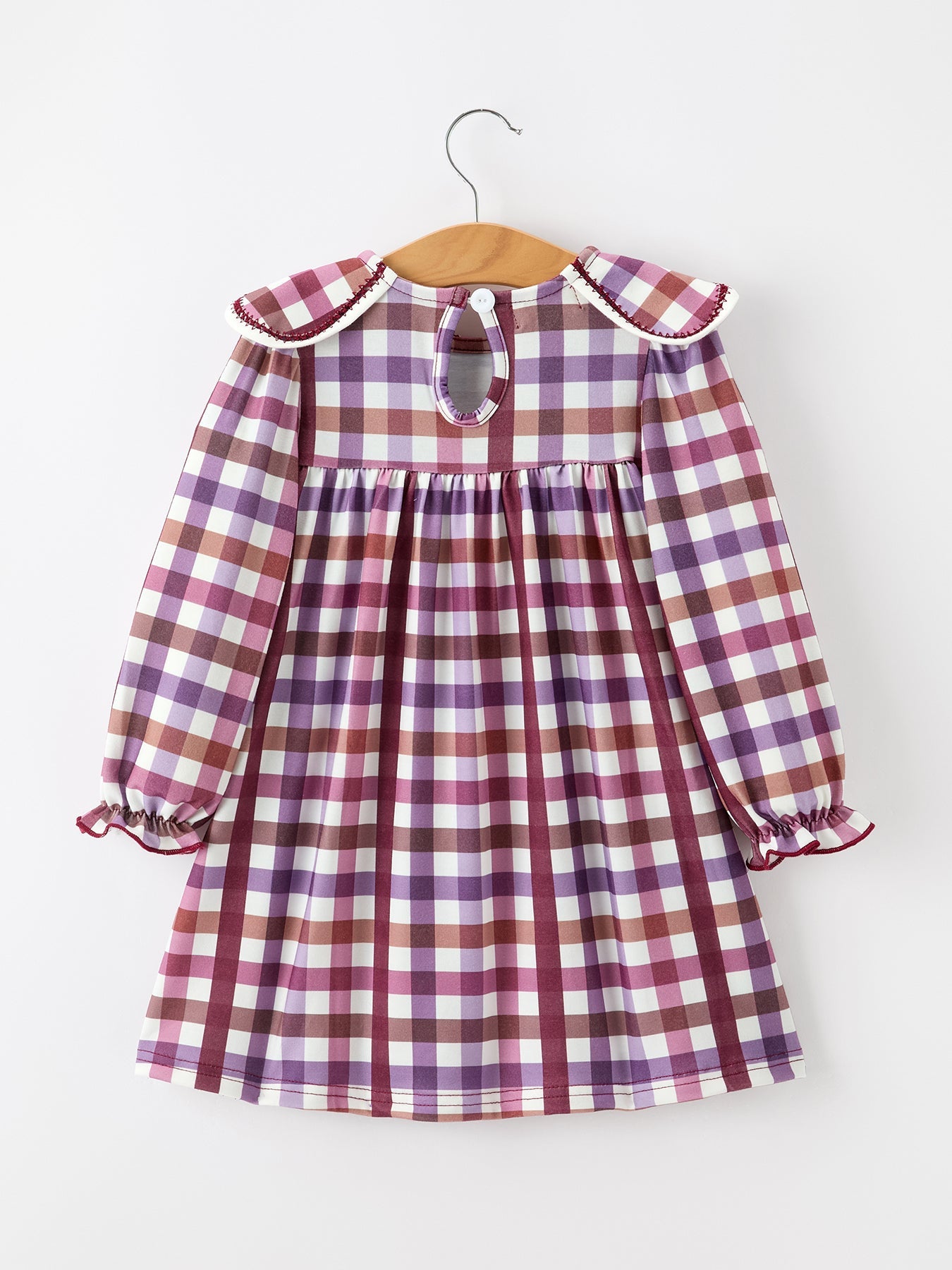 Fall Plaid Petals Collar Girls Dress