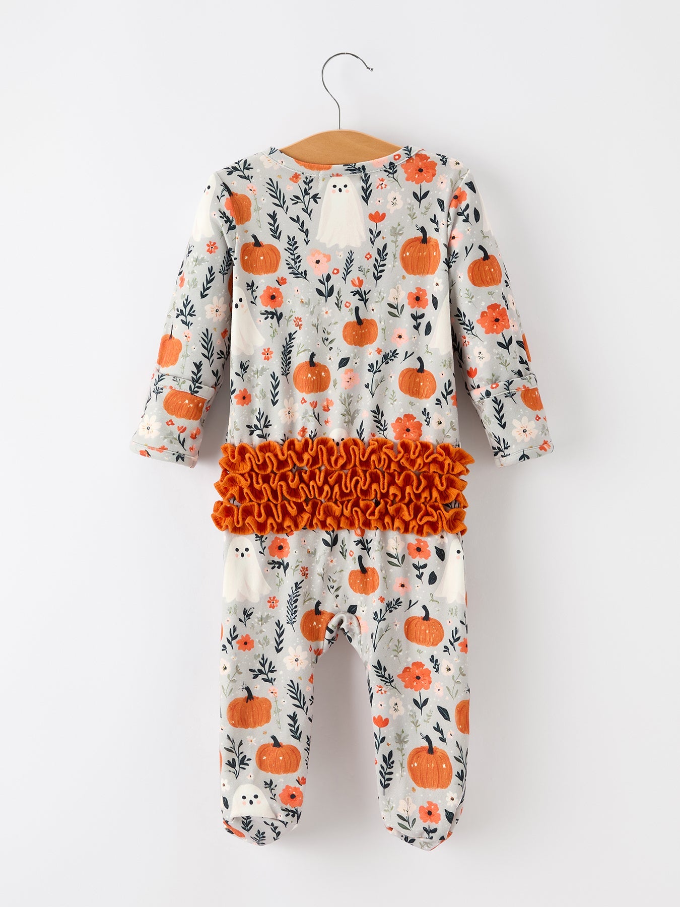 Baby Halloween Pumpkin Ghost Zip Romper