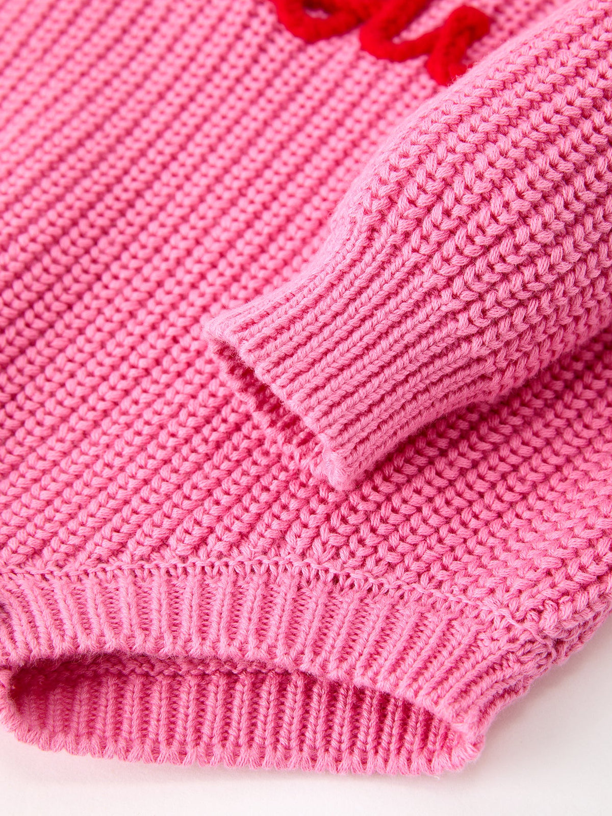 Girls Valentine's Day Pink Love Heart Knit Long Sleeve Romper