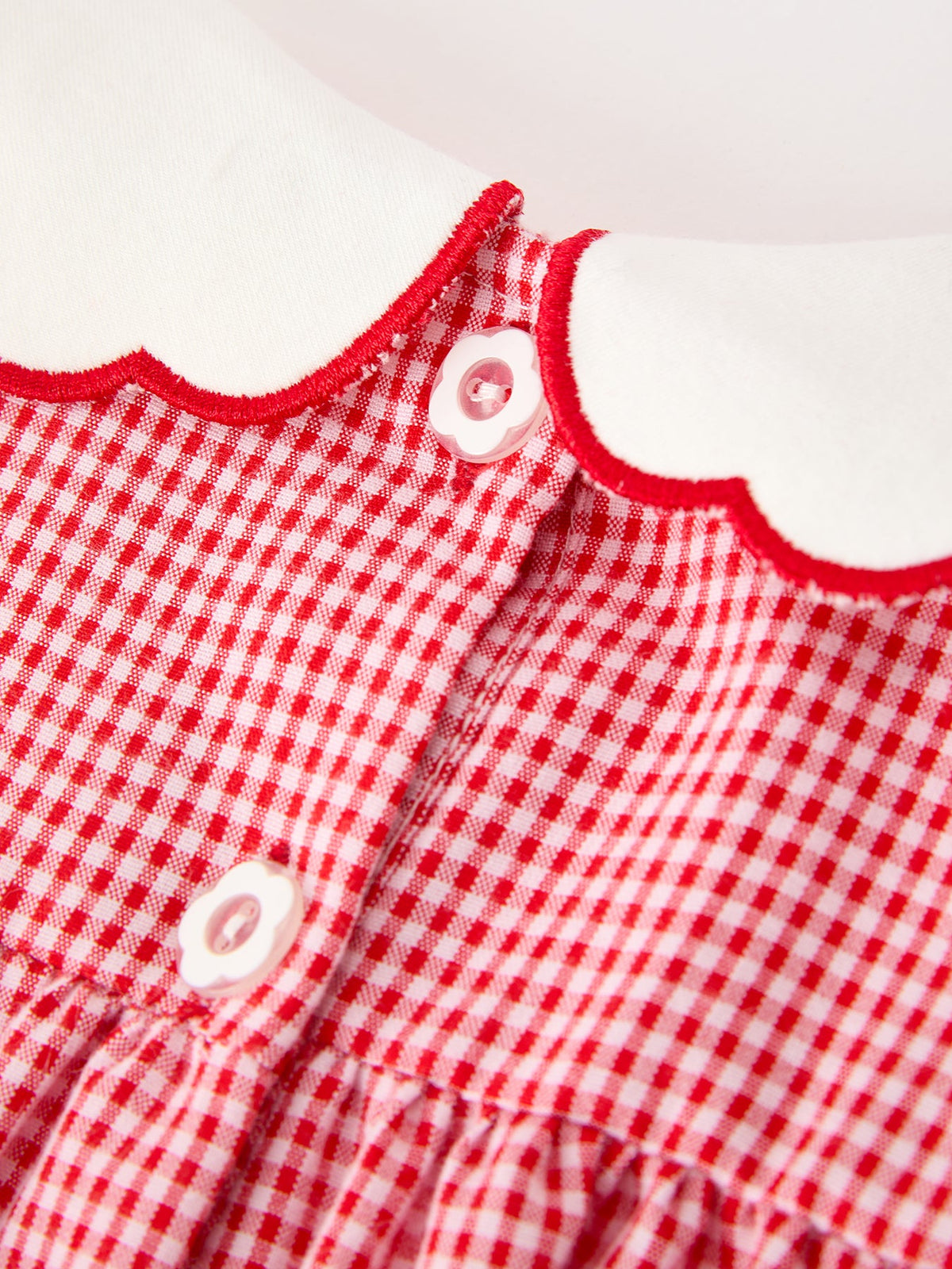 Valentine Baby Girls Red Plaid Heart Embroidered Top & Bloomer Set