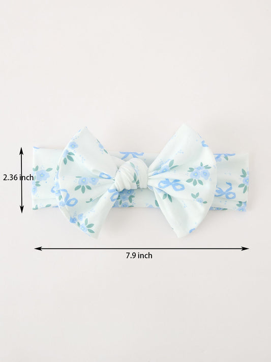 FALL Baby Girls Blue Floral Bow Headband