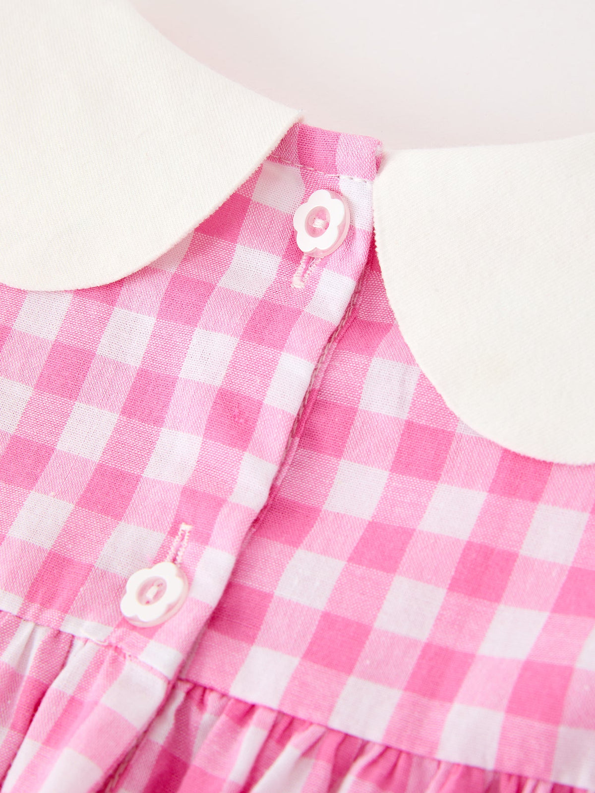 Girls Valentine's Day Pink Plaid Heart & Bow Collar Dress