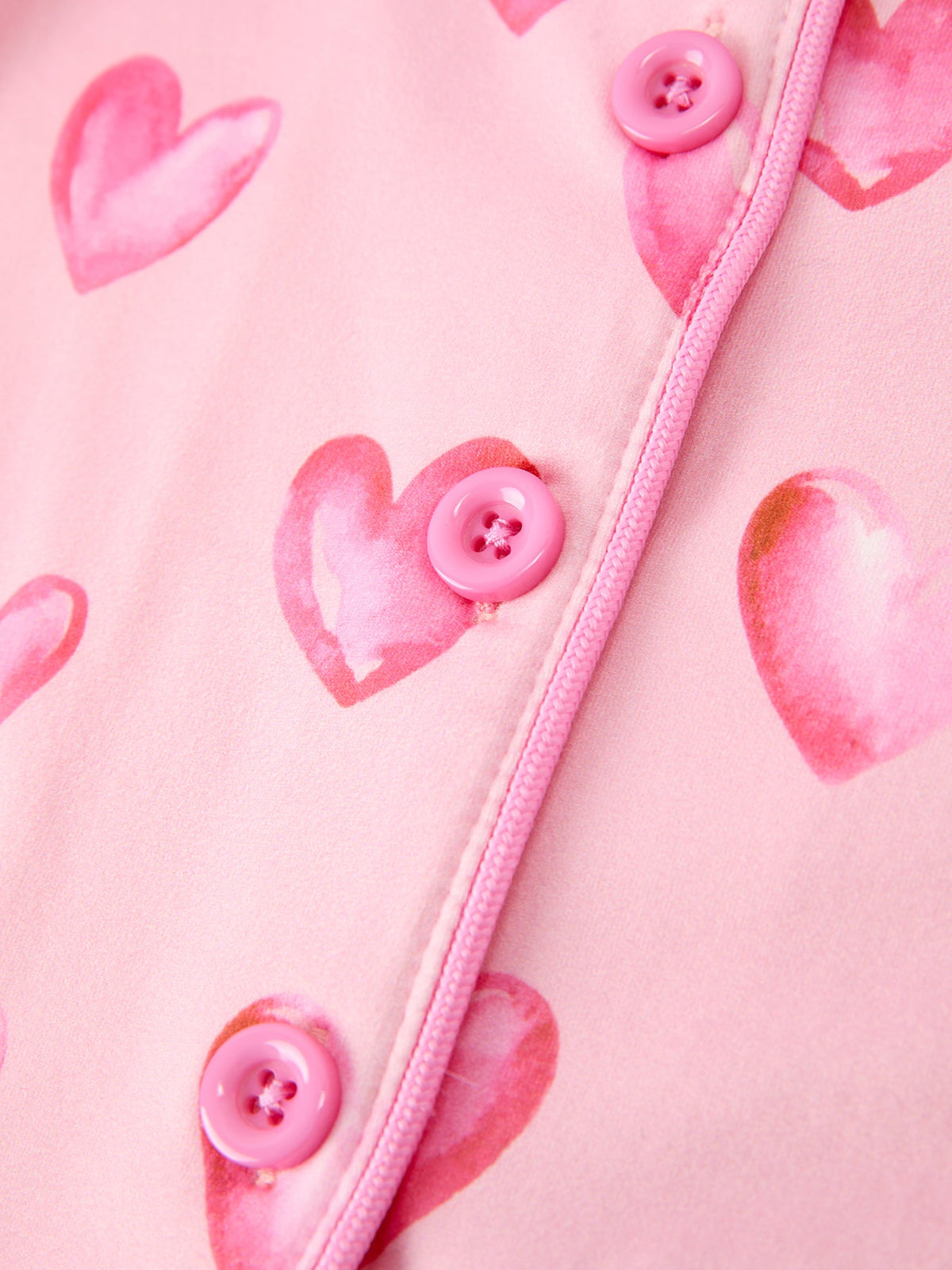 Valentine’s Day Girls Pink Heart Print Faux Fur Trim Pajama Set