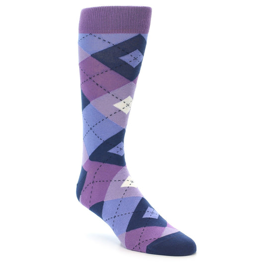 Purples Blue Argyle Wedding Groomsmen Men's Dress Socks