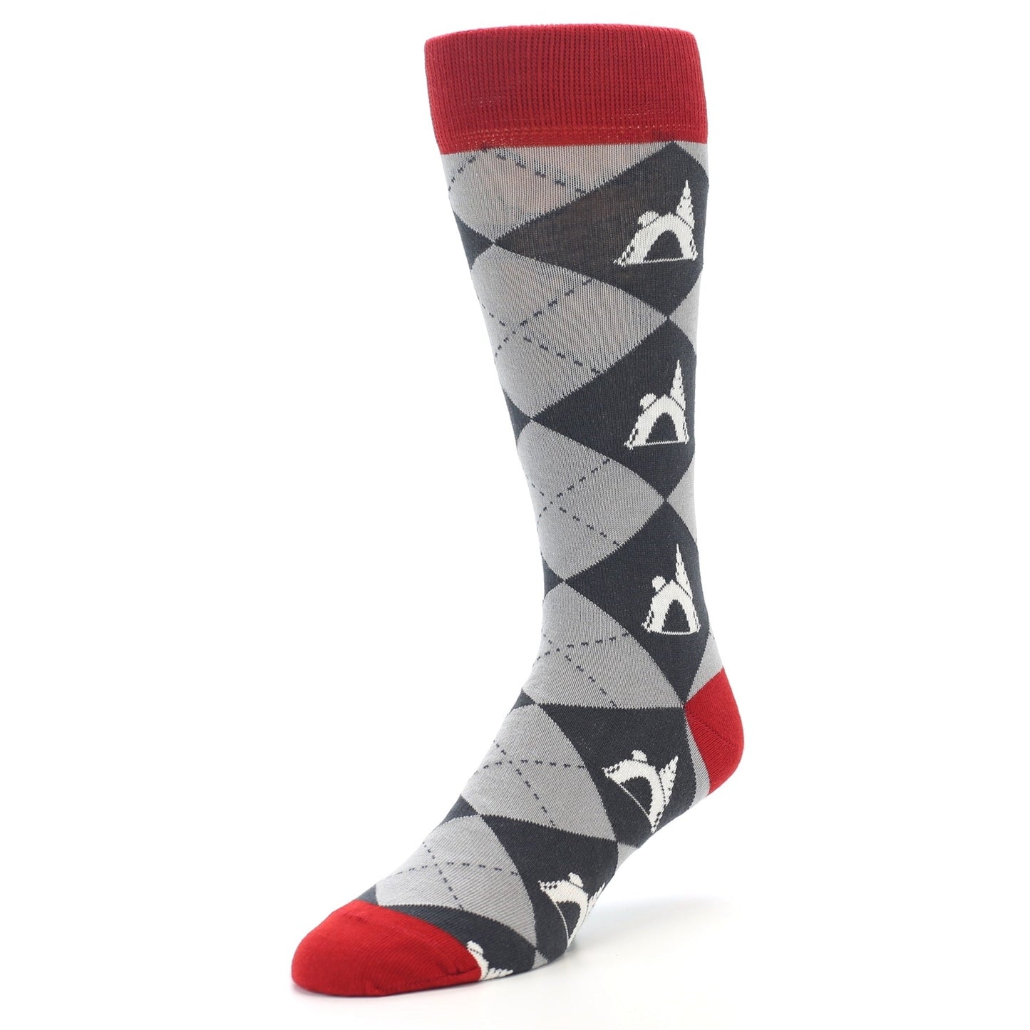 Grey Tent Camping Argyle Socks - Men’s Dress Socks