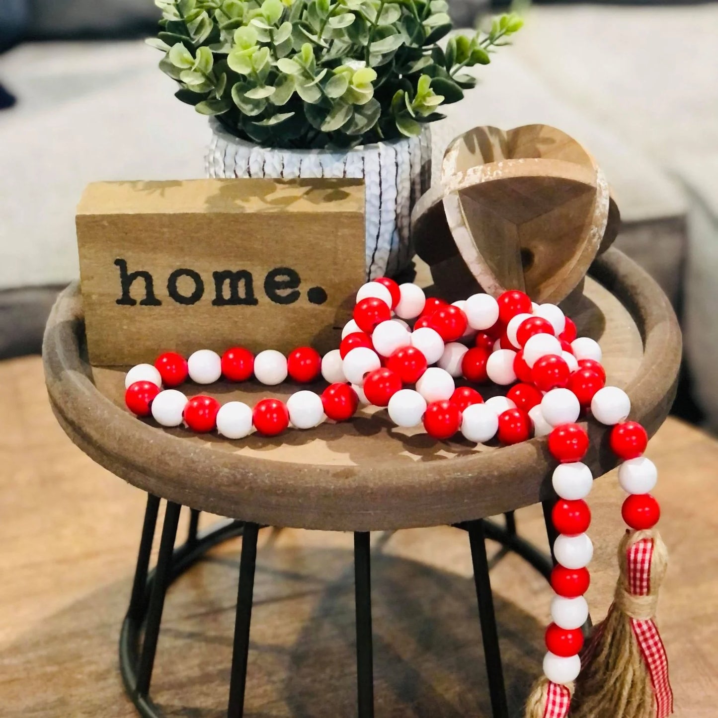 Wooden Bead Garland with Tassle