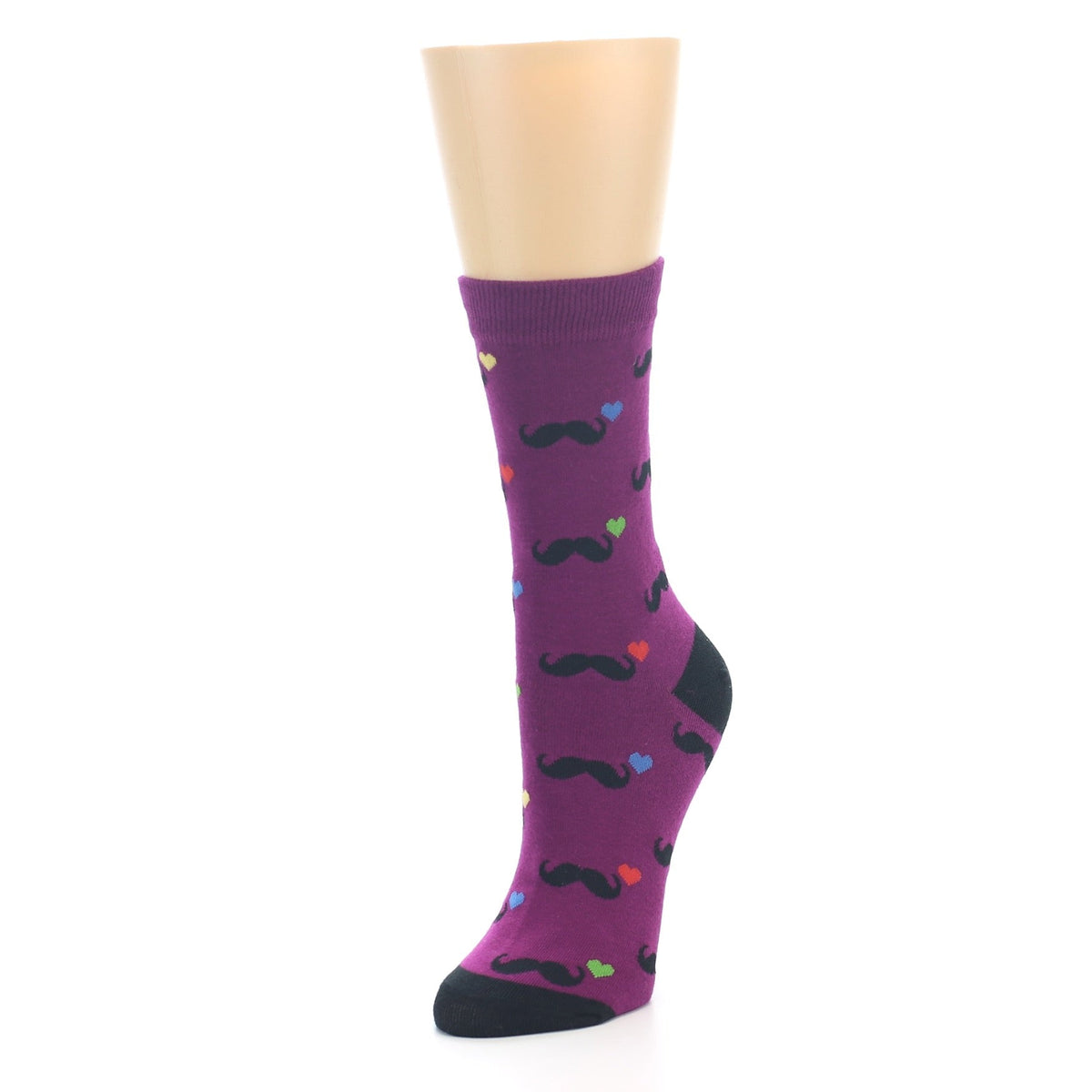 Purple Mustache Socks - Women's Novelty Socks