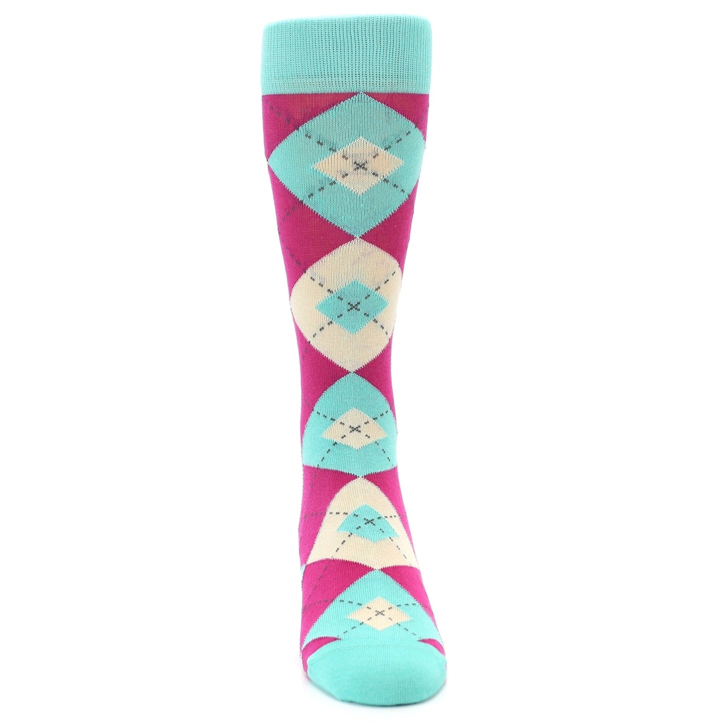 Spa Green Fuchsia Argyle Wedding Groomsmen Men’s Dress Socks