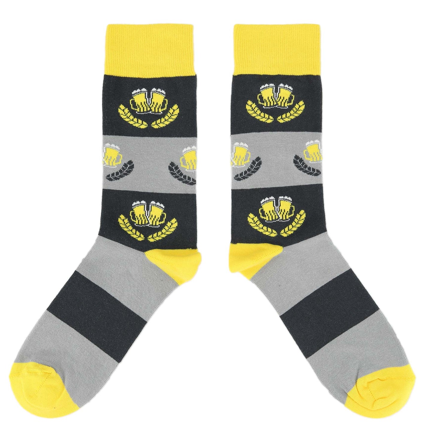 Yellow Grey Beer Mug Men's Dress Socks
