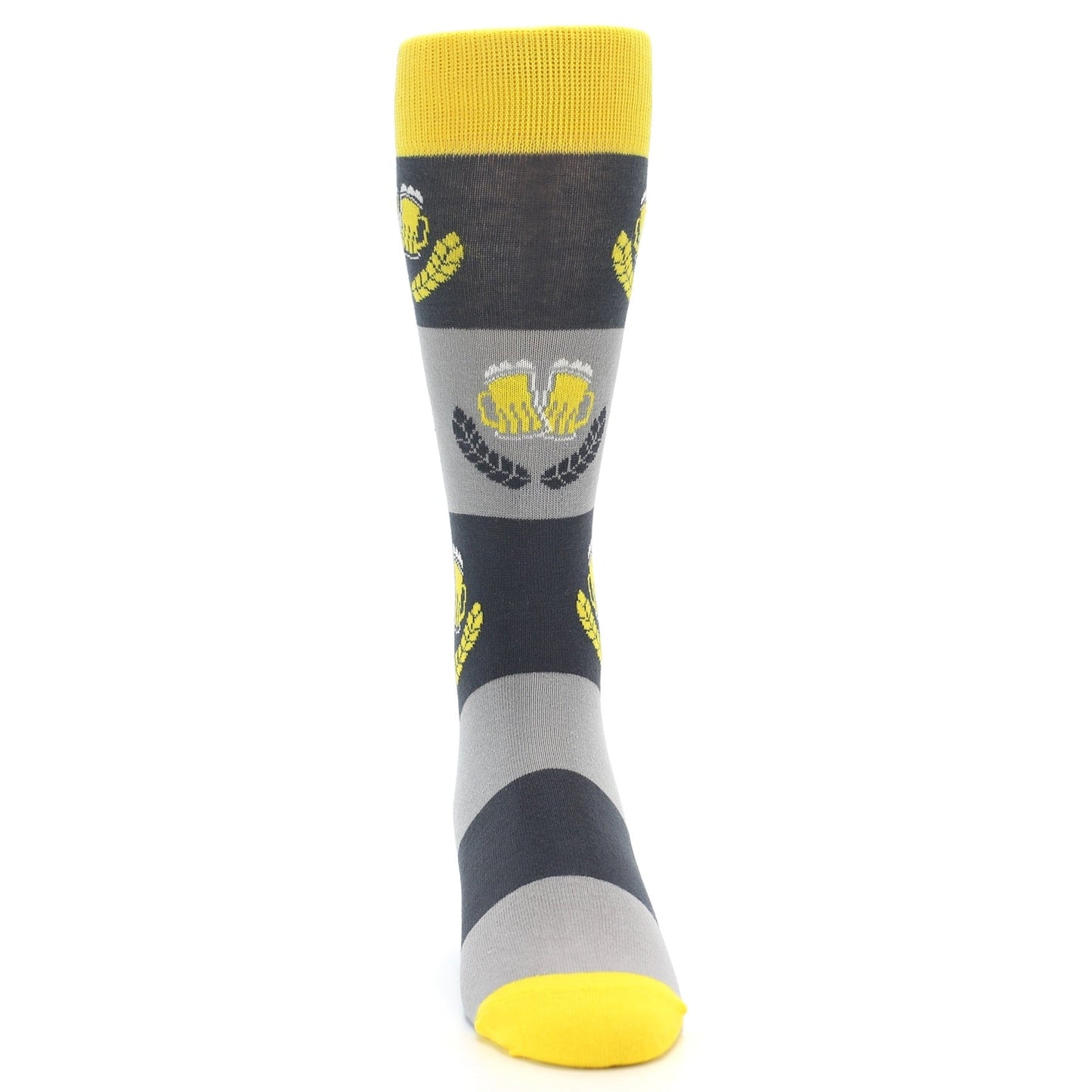 Yellow Grey Beer Mug Men's Dress Socks