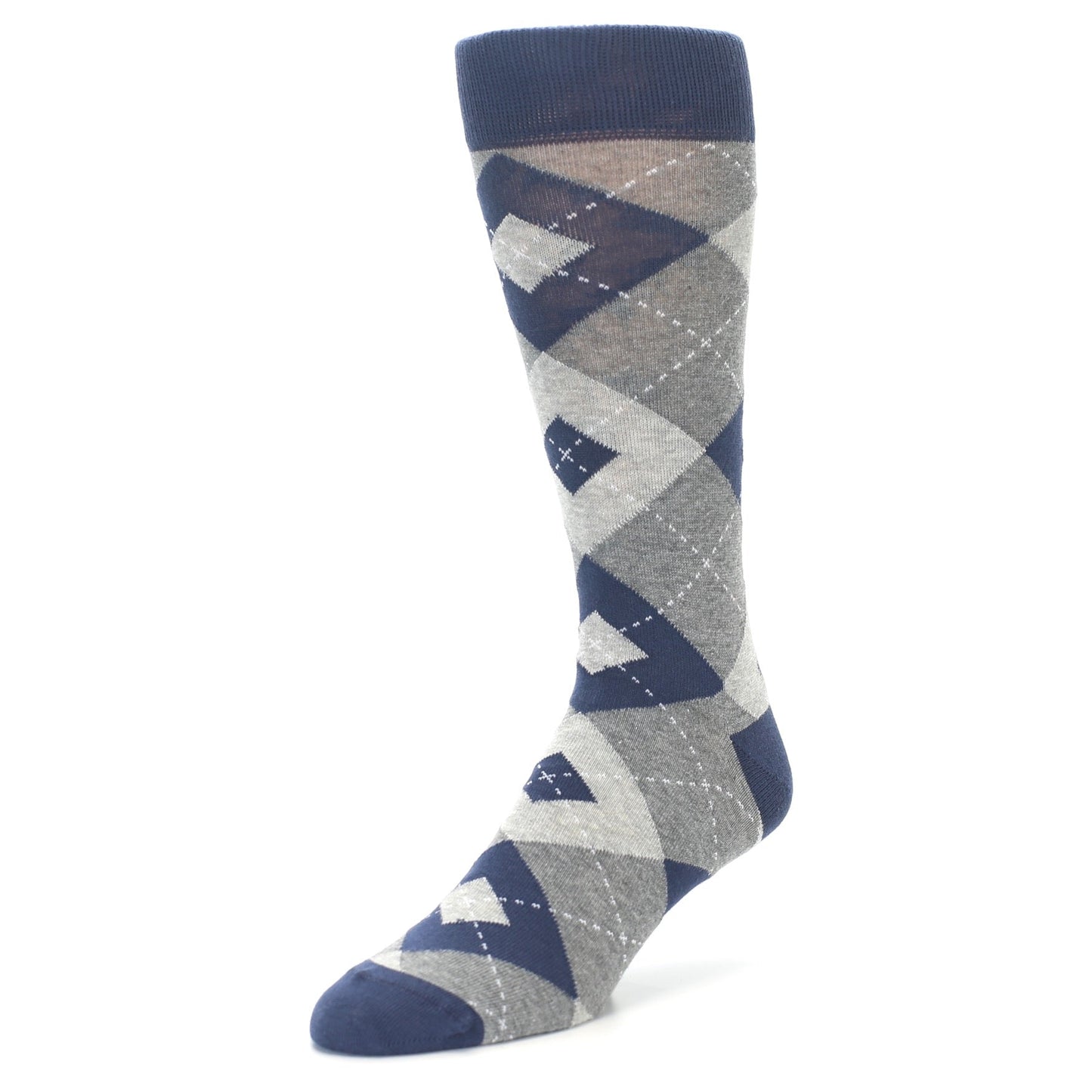 Navy Gray Argyle Men’s Dress Socks