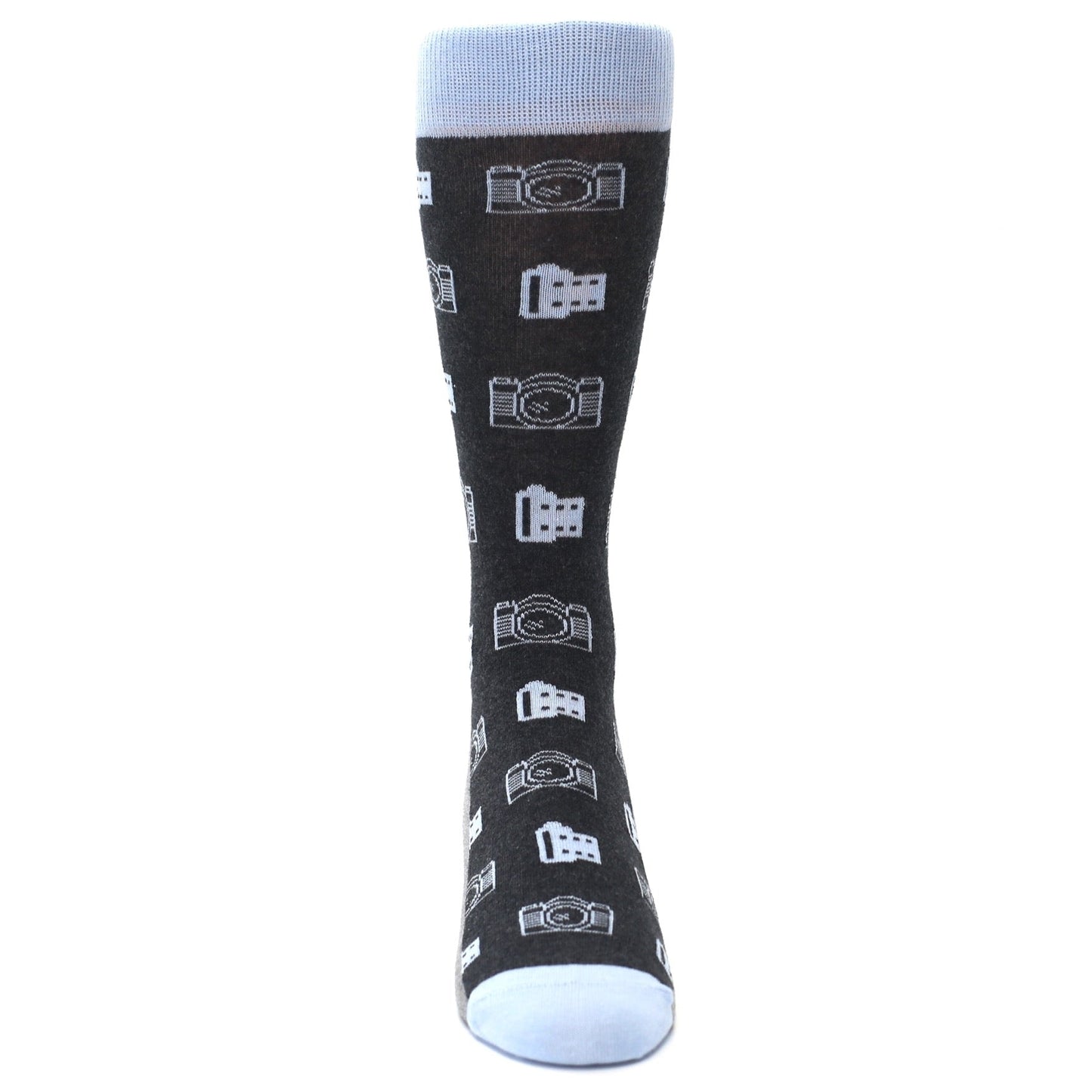 Blue Gray Photography Film Cameras Men's Dress Socks