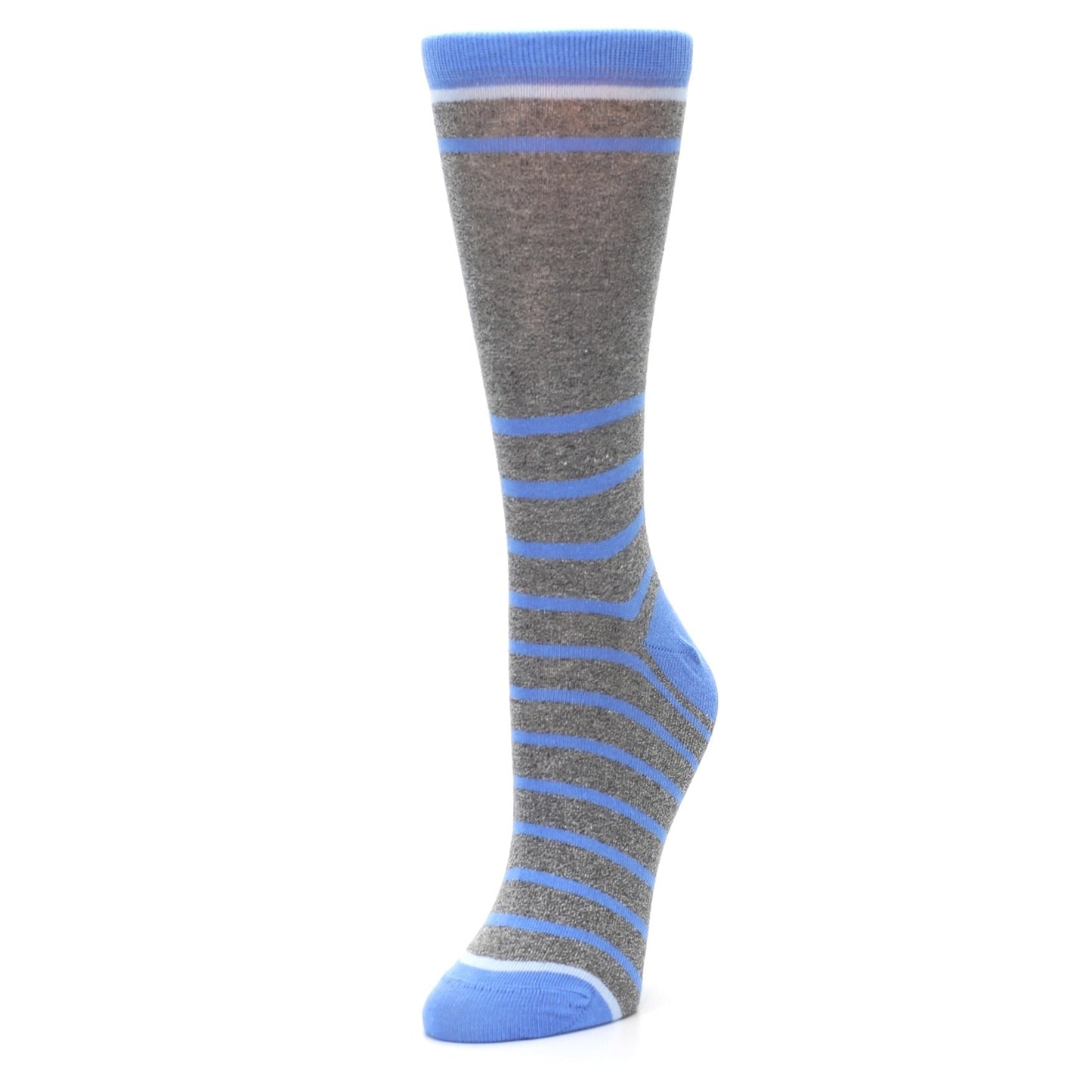 Gray Blue Heathered Stripe Women's Dress Socks