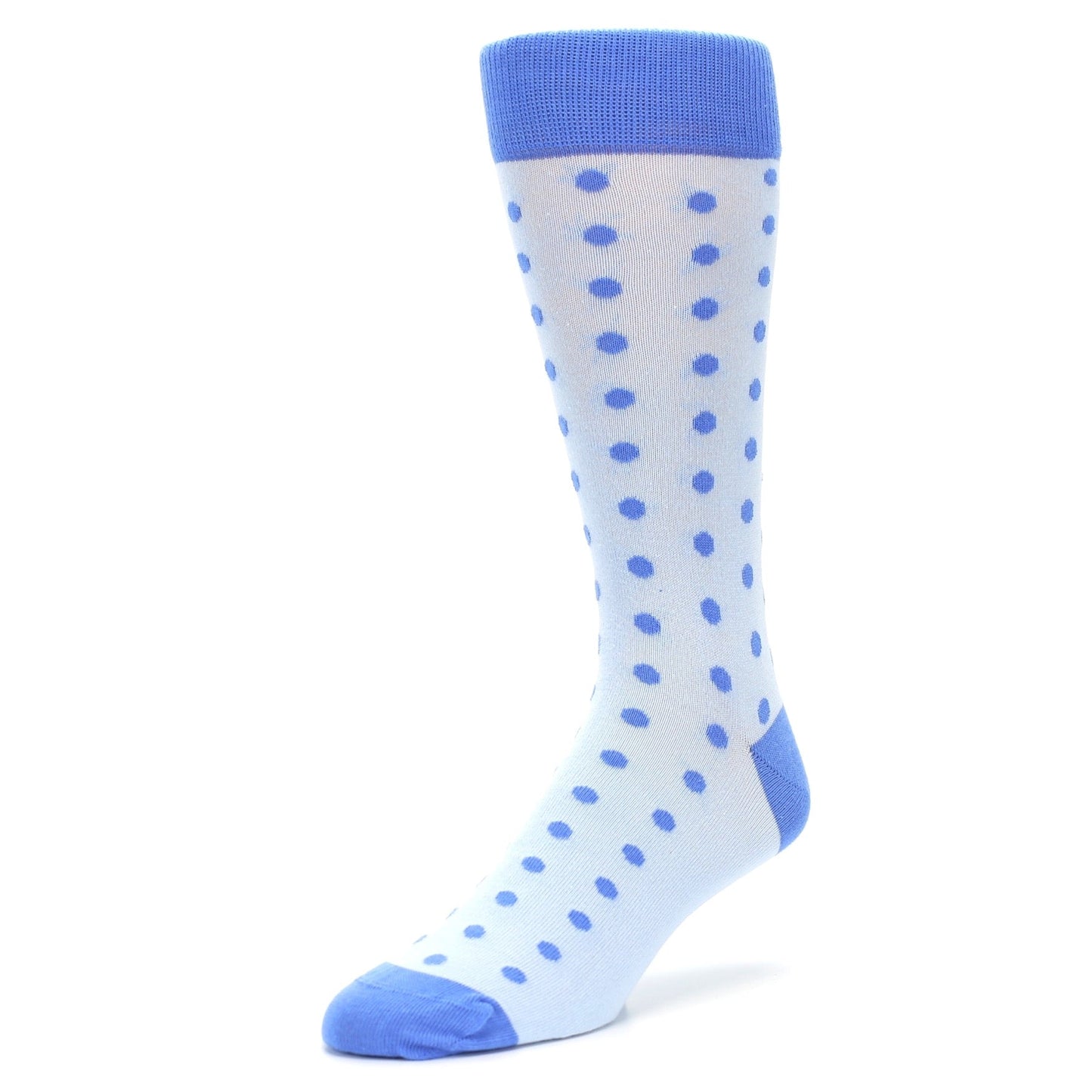 Ice Blue Cornflower Polka Dot Groomsmen Wedding Men’s Dress Socks