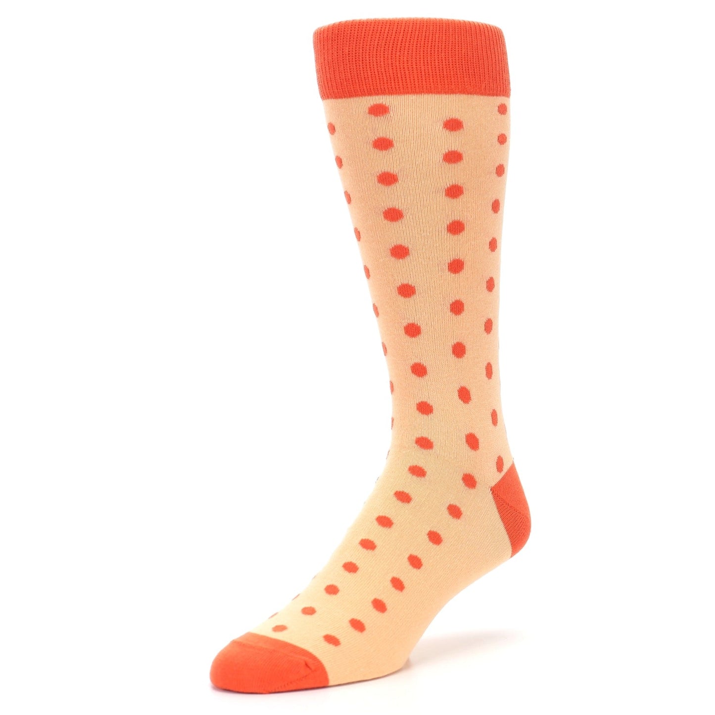 Peach Papaya Polka Dot Groomsmen Wedding Men’s Dress Socks