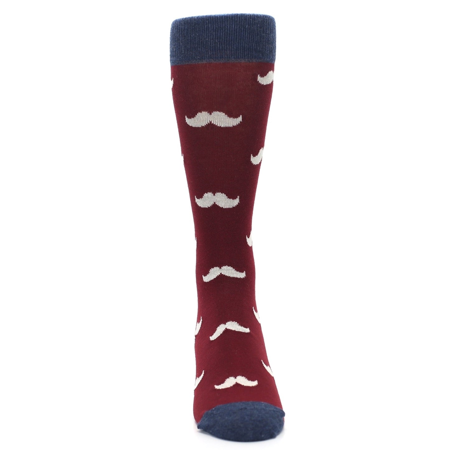 Burgundy Mustache Socks - Men’s Novelty Dress Socks
