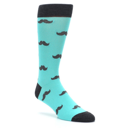 Spa Green Gray Mustache Groomsmen Wedding Men’s Dress Socks