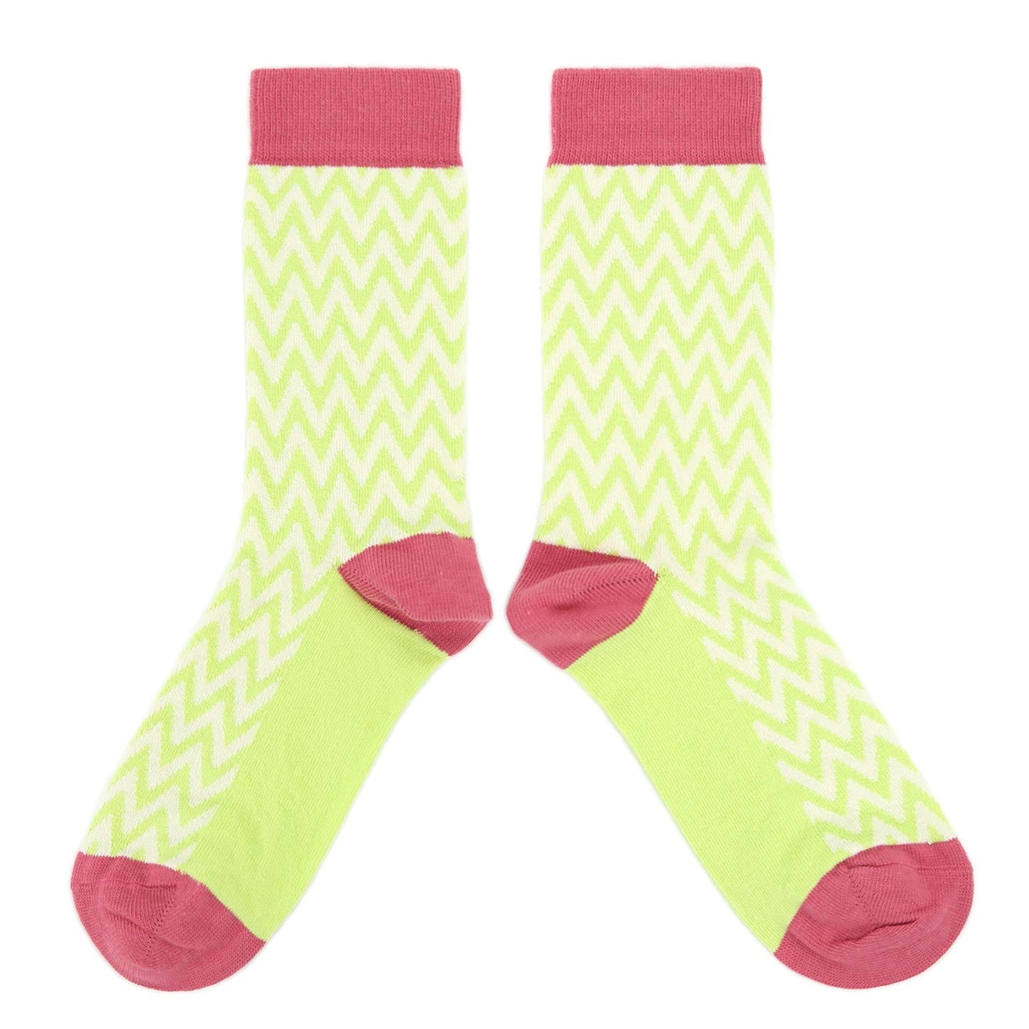 Green Cream Chevron Jacquard Women's Dress Socks