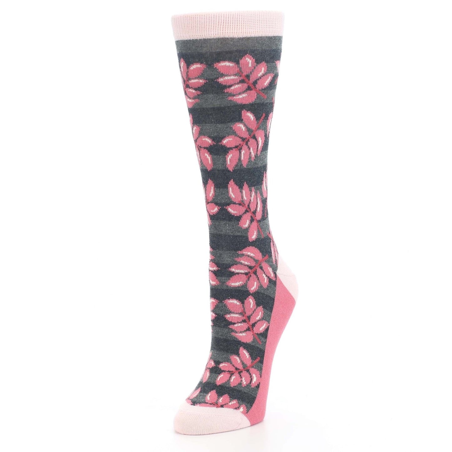 Pink Charcoal Palm Branches Women's Dress Socks