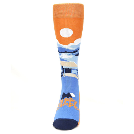 Blue Orange Happy Camper Men's Dress Socks